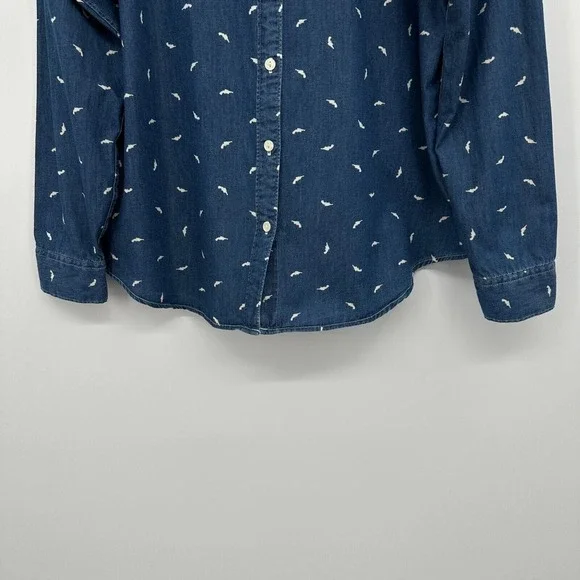 Maison Scotch Top Shirt Blouse Size 3‎ Large Blue Denim Long Sleeve Button Up - Picture 5 of 16